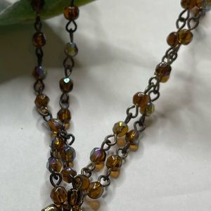 Vintage Tiger's Eye Teardrop & Gemstone Necklace